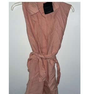 Lane Bryant Seersucker Sleeveless Top Tie Waist